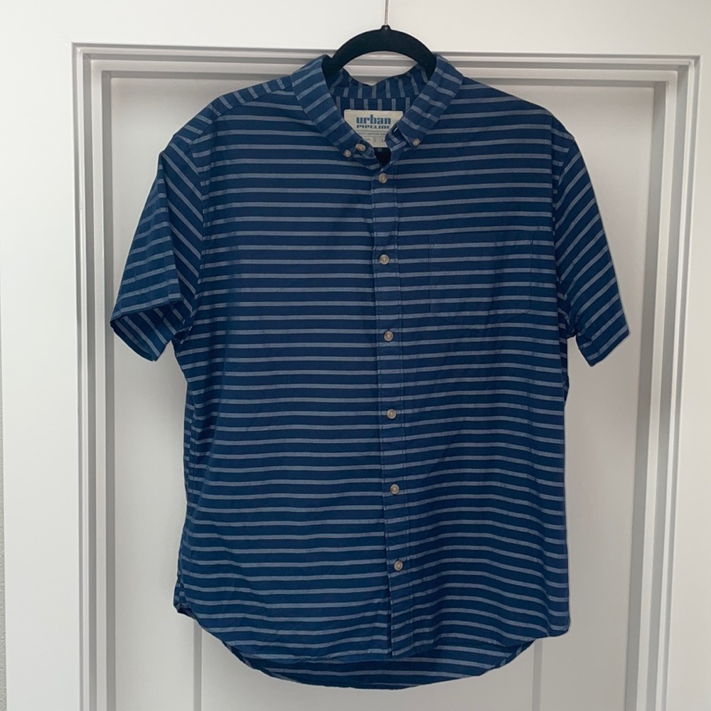 Navy Striped Button Up